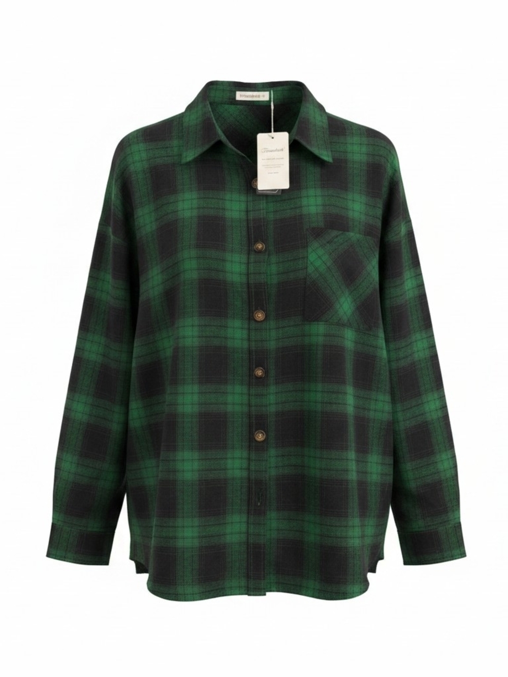Women's Green Plaid Button-Down Shirt
